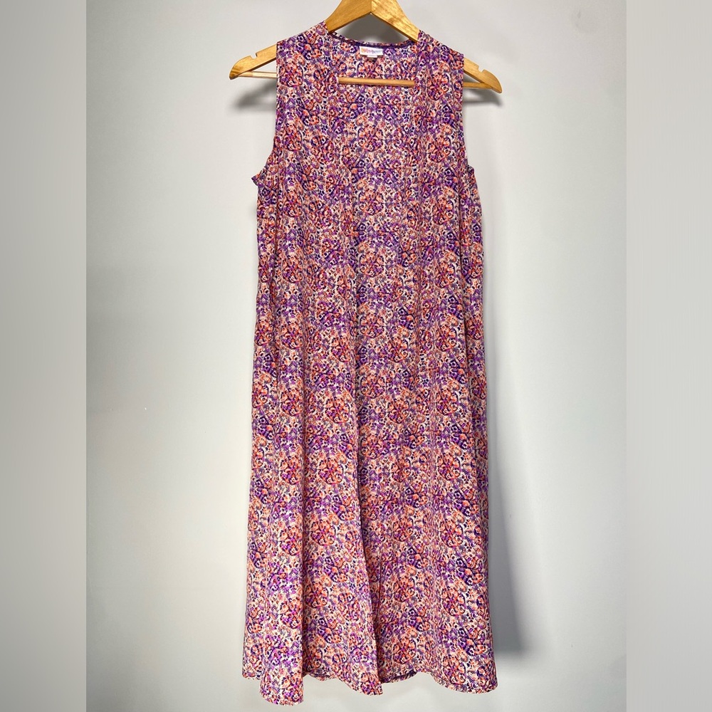 LuLaRoe Geometric Sleeveless Kimono Purple Duster Hippie Beach Festival Size S